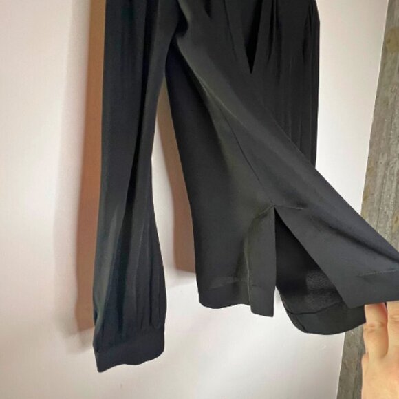 DIANE VON FURSTENBERG DVF Black Silk Billow Blouse with Gold Buttons Size 6 - Picture 7 of 11